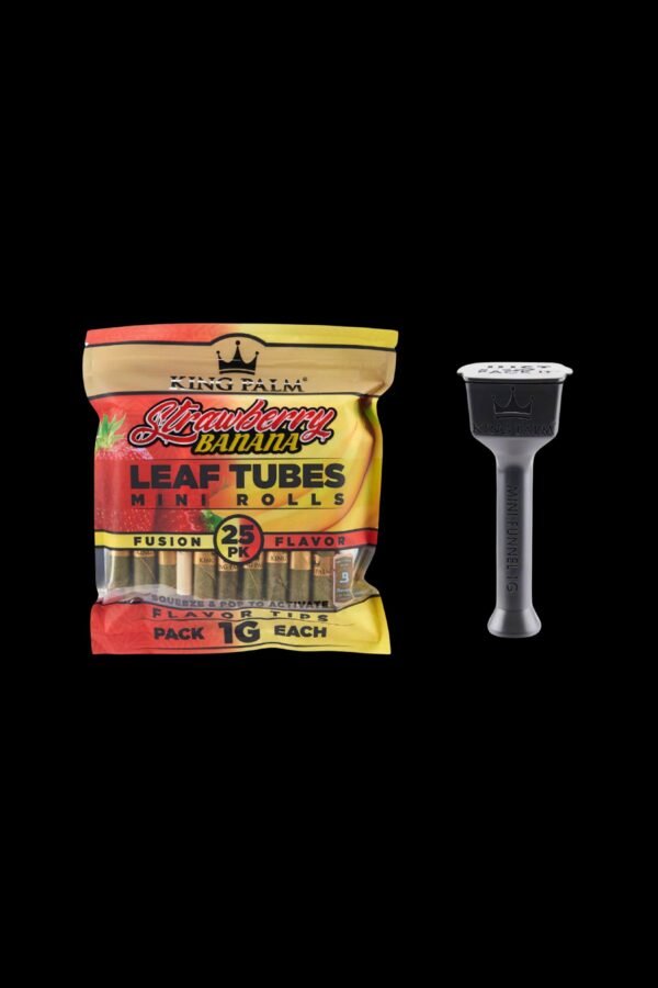 King Palm Mini Strawberry Banana Flavored Pre Roll Palm Leaf Tubes With Funnel - 25 Pack