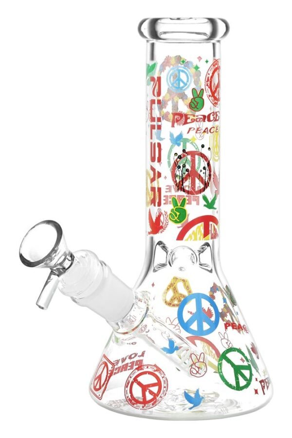 Pulsar World Peace Beaker Glass Water Pipe - 7.75"" / 14mm F