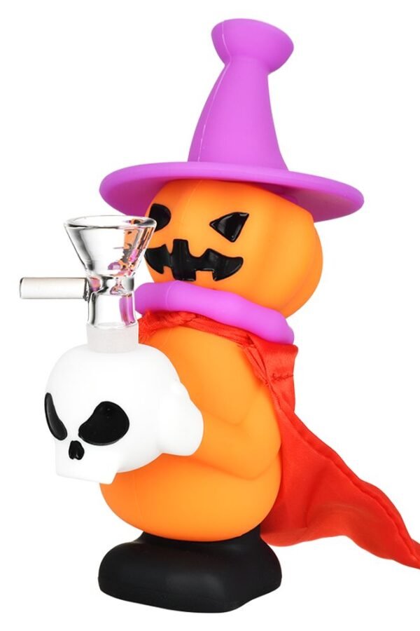 Pumpkin Witch Silicone Water Pipe - 6.5"" / 14mm F
