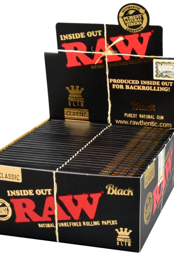RAW Black Classic Inside Out Rolling Papers / King Size Slim / 50pk Display