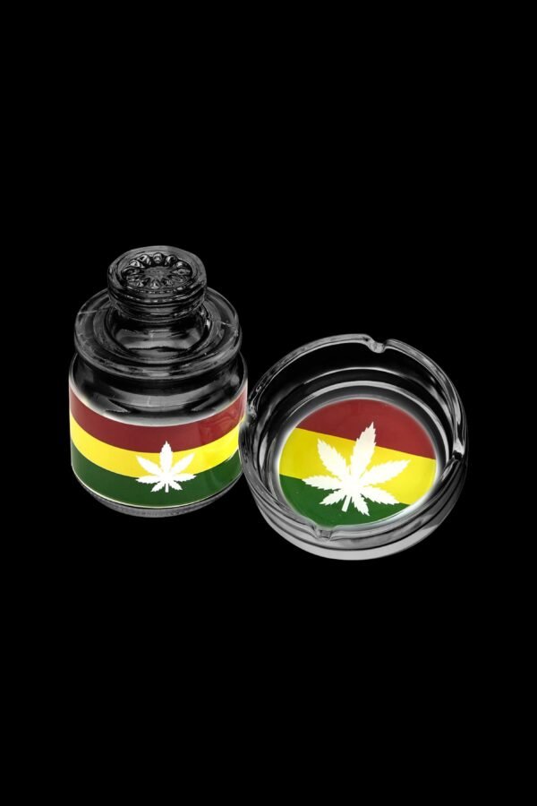Rasta Hemp Leaf Ashtray and Stash Jar Set