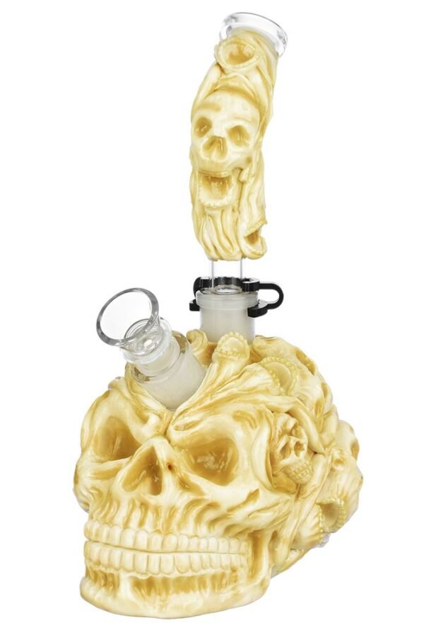 Skull Pile Sugar Skull Glass Water Pipe - 9.5"" / 19mm F