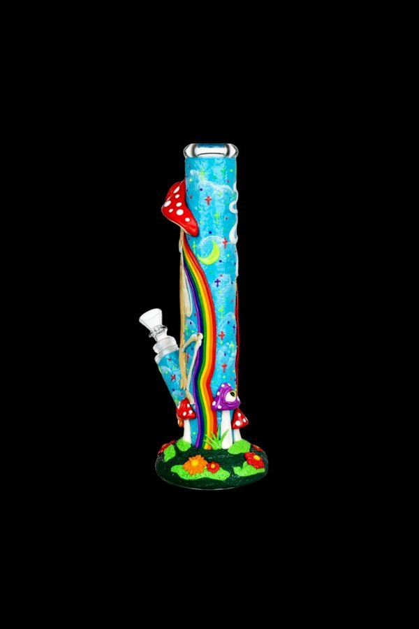 Sneaky Skeleton and Watchful Fungi Glow In Dark Tube Water Pipe