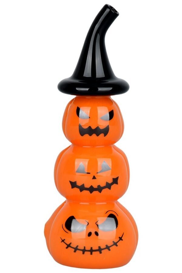 Stacked Jack-O-Lantern Glass Hand Pipe - 5""