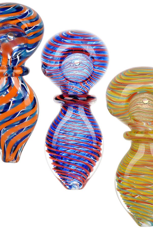 Swirled Delight Glass Spoon Pipe - 3.5"" / Assorted Colors 10PC