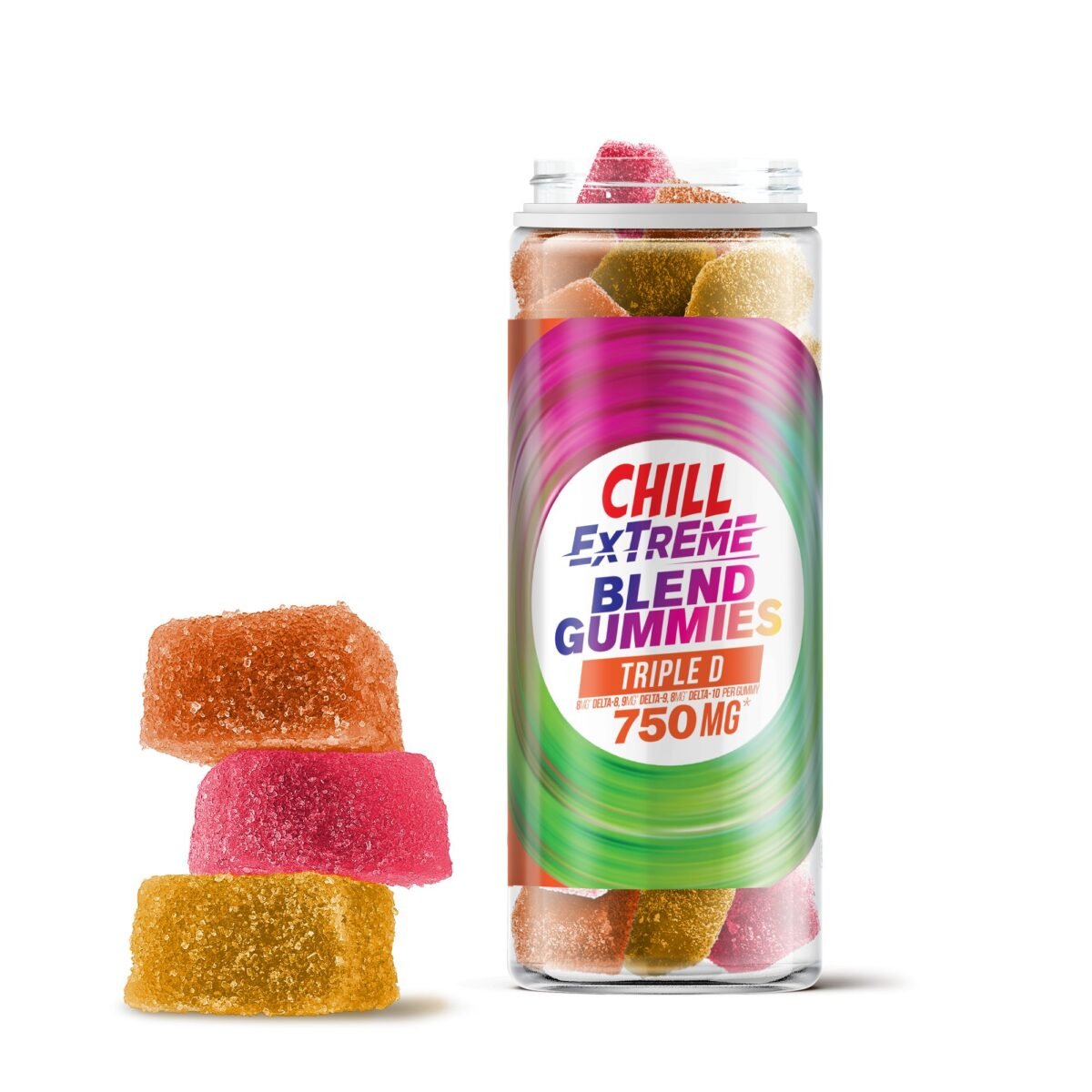 Triple D Blend - 25mg Gummies - D8, D9, D10 - Chill Extreme (750mg)