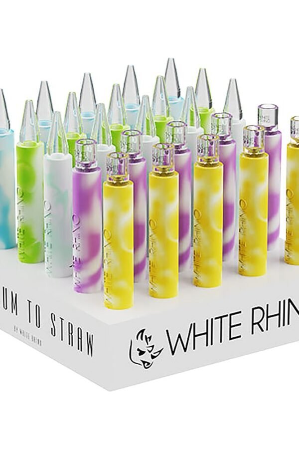 White Rhino Quartz Chillum To Straw - 5"" / Glow In The Dark 25ct
