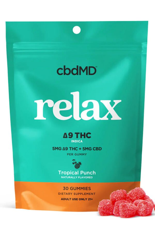 cbdMD Delta 9 THC Relax Gummies 100MG - Tropical Punch