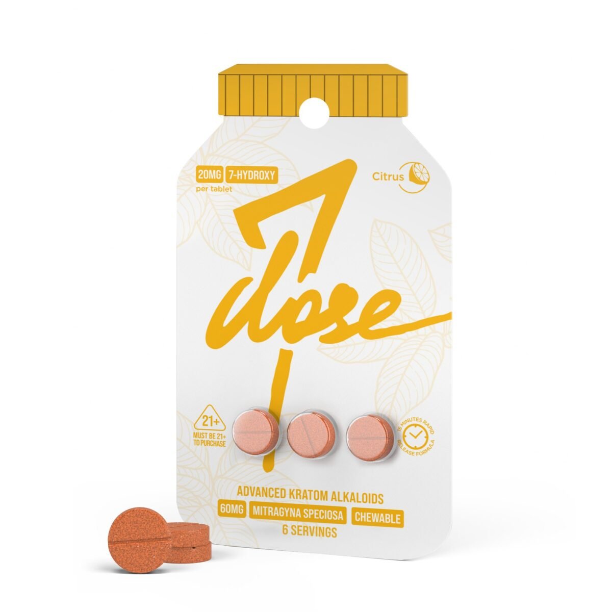 20mg 7-Hydroxy Tablets - Citrus - 3ct - 7Dose (60mg)