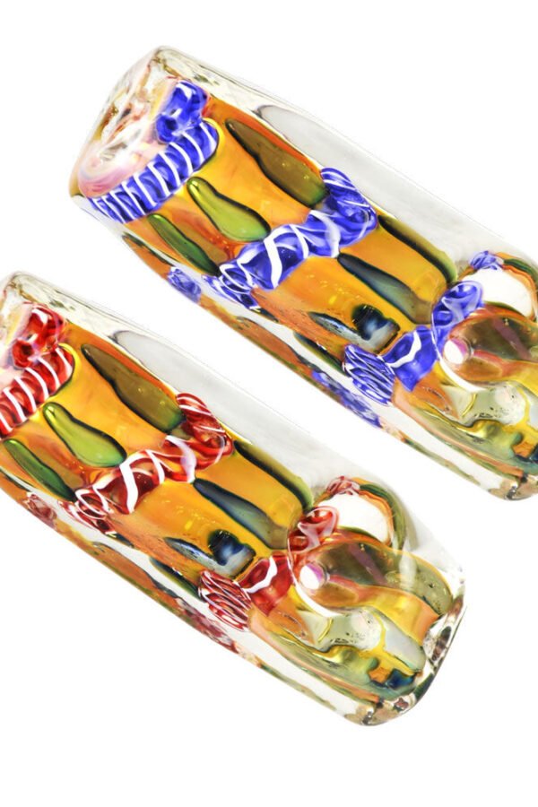 Fumed Metallic Abstract Squared Hand Pipe - 3"" / Colors Vary
