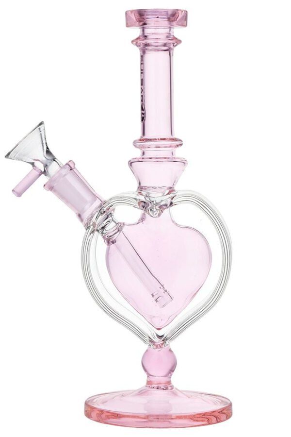 Pulsar Pink Heart Chalice Glass Water Pipe - 9"" / 14mm F