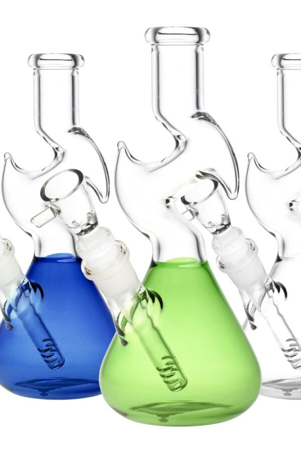 Zig Zag Minimalist Water Pipe - 8"" / 14mm F / Colors Vary
