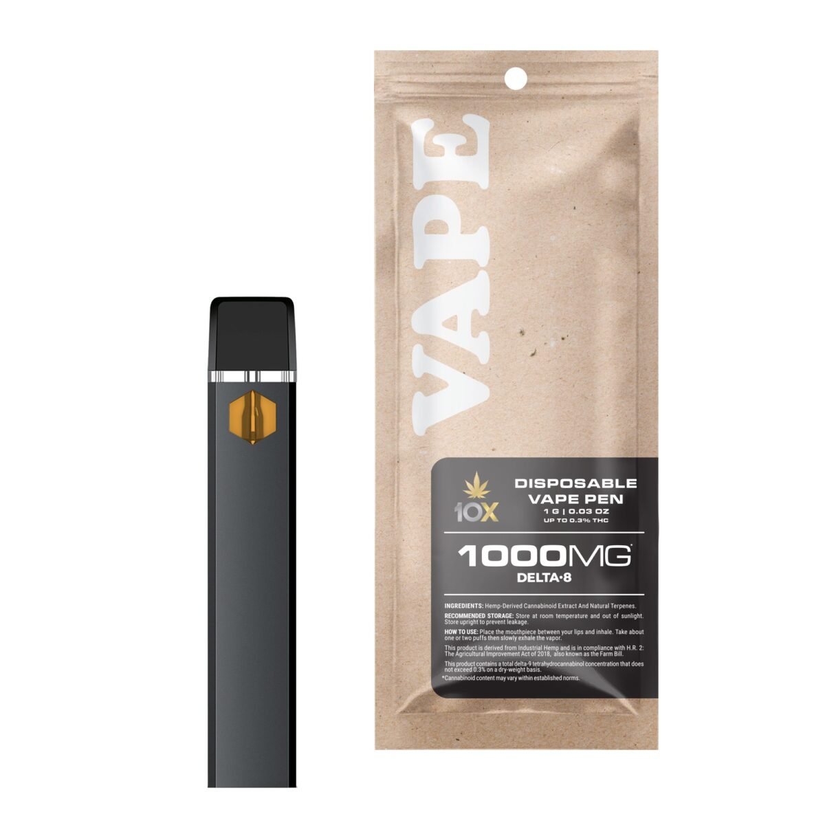 1000mg D8 Vape Pen - Tangie OG - Sativa - 1ml - 10X