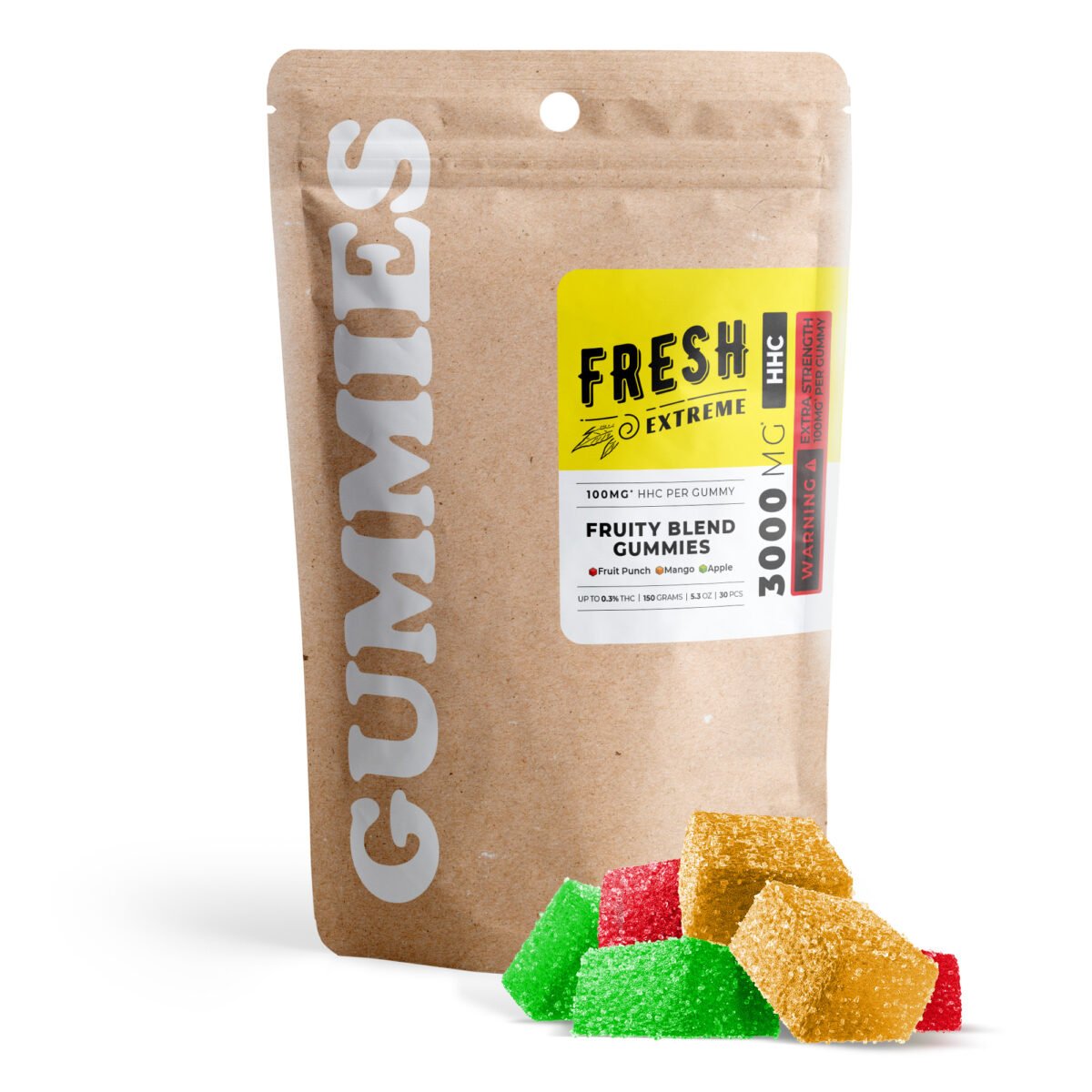 100mg HHC Cube Gummies - Fruity Blend - Fresh (3000mg)