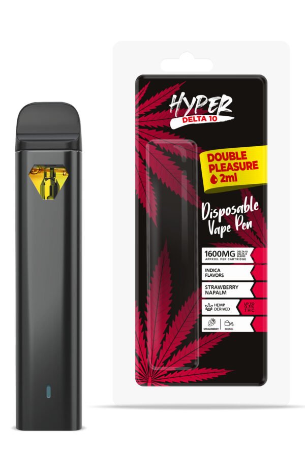1600mg D10, D8 Vape Pen - Strawberry Napalm - Indica - 2ml - Hyper