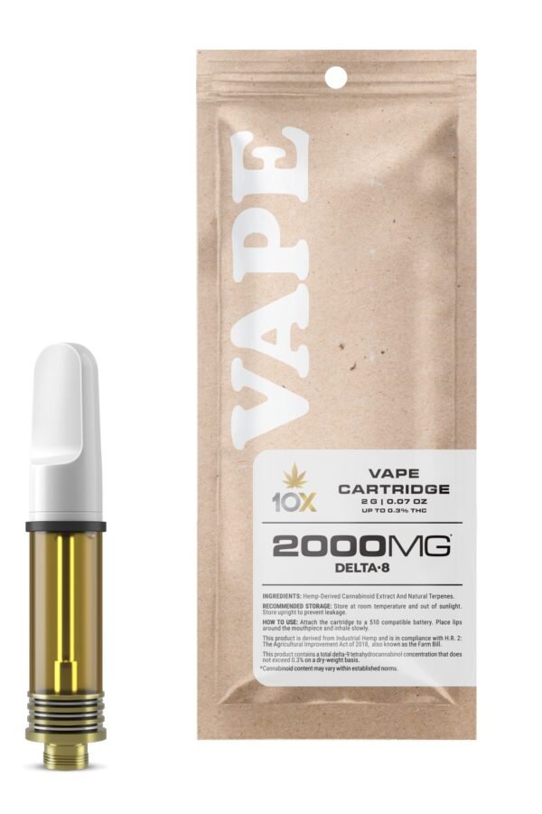 2000mg D8 Vape Cart - AK47 - Hybrid - 2ml - 10X