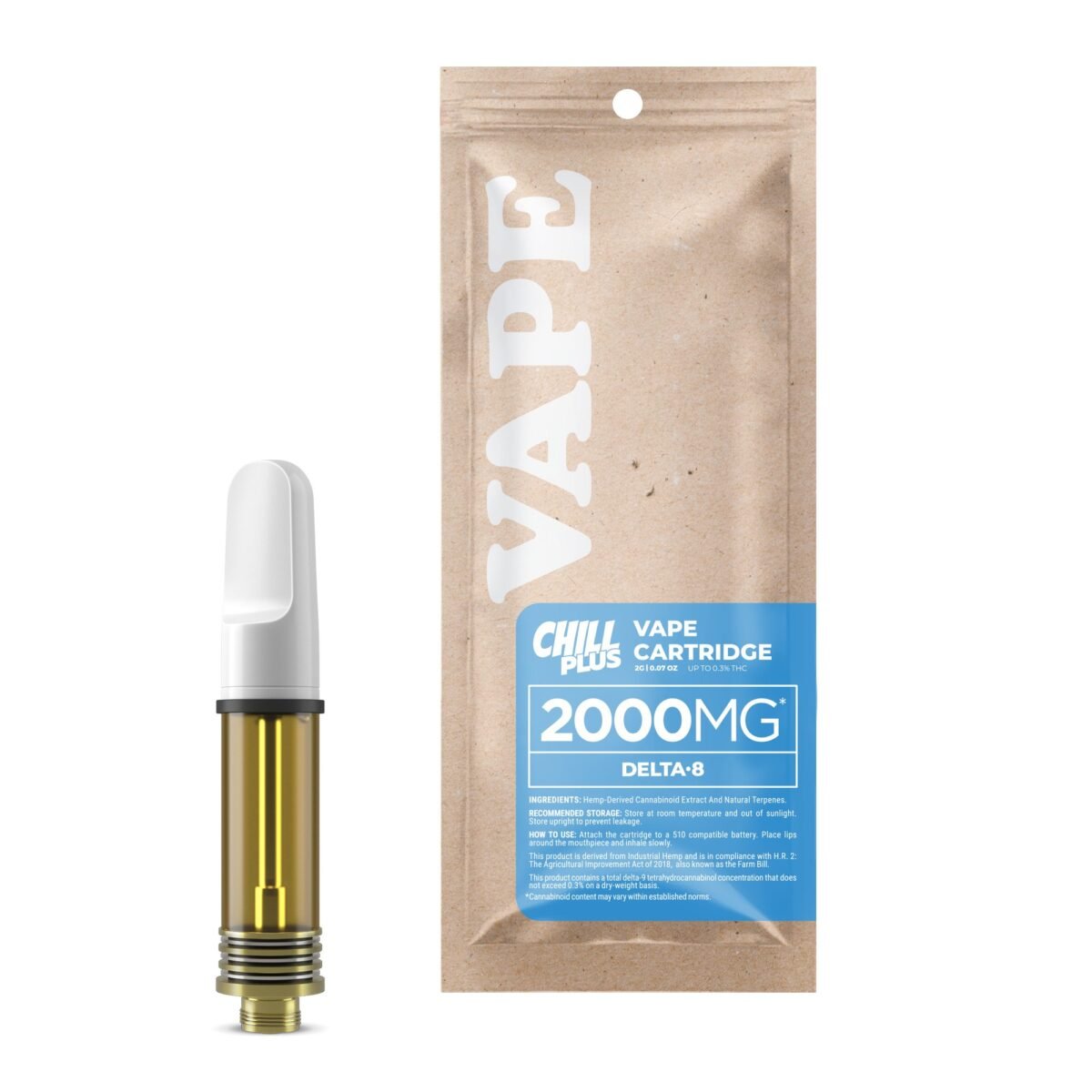 2000mg D8 Vape Cart - Girl Scout Cookies - Indica - 2ml - Chill Plus