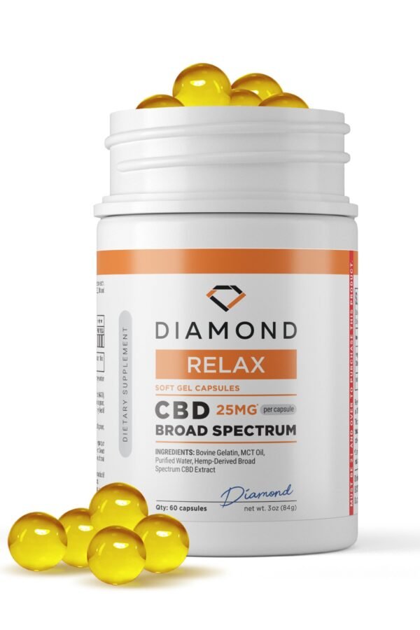 25mg Broad Spectrum CBD Capsules - 60ct - Diamond (1500mg)