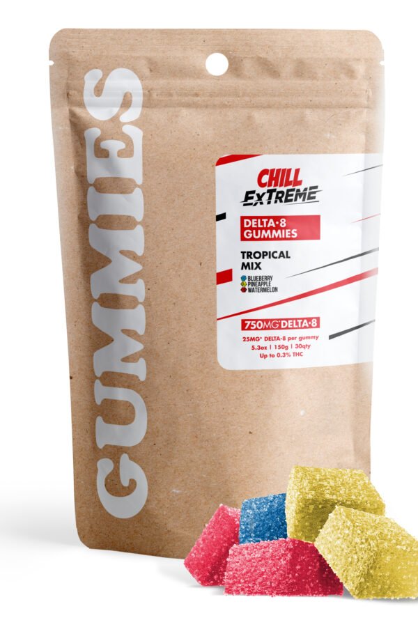 25mg Delta 8 THC Gummies - Tropical Mix - Chill Extreme (750mg)