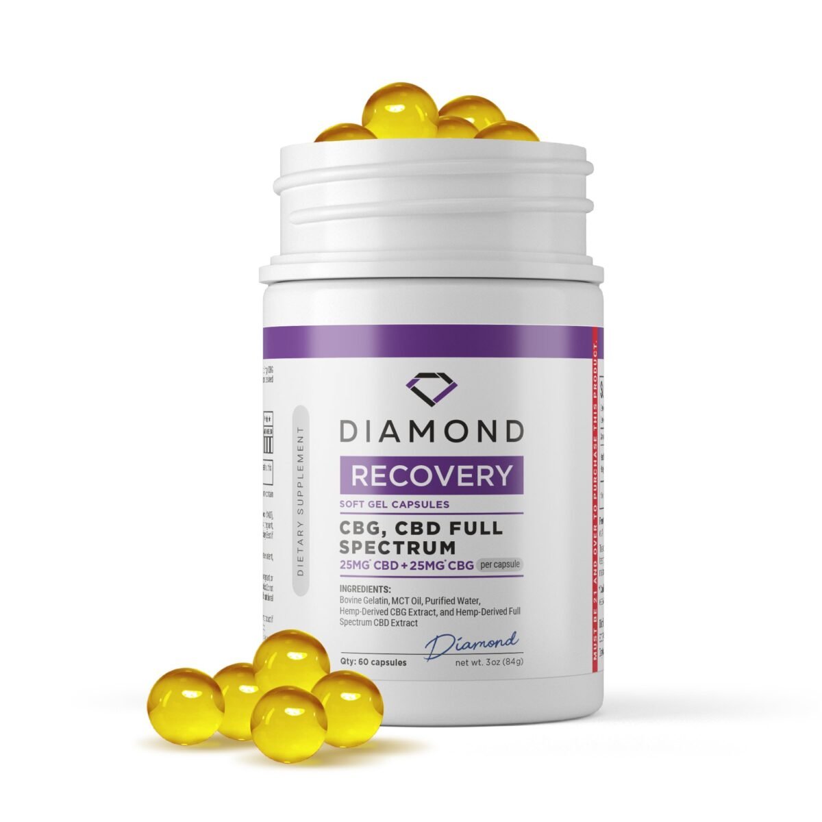 50mg CBG, CBD Capsules - 60ct - Diamond (3000mg)