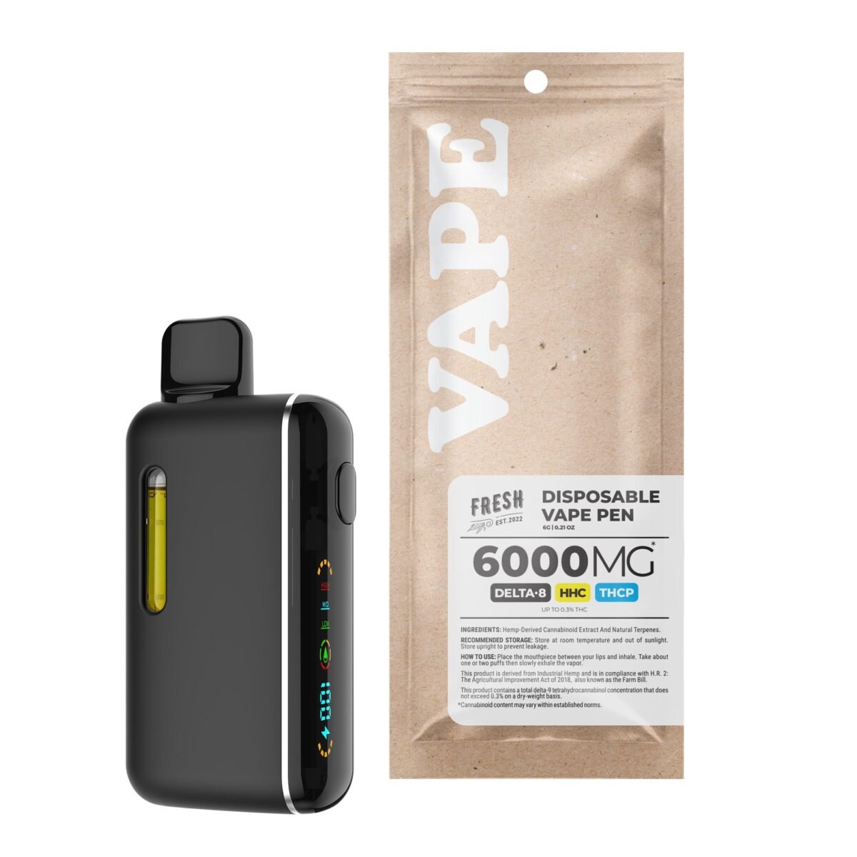 6000mg D8, HHC, THCP Vape Pen - Wedding Crasher - Hybrid - 6ml - Fresh
