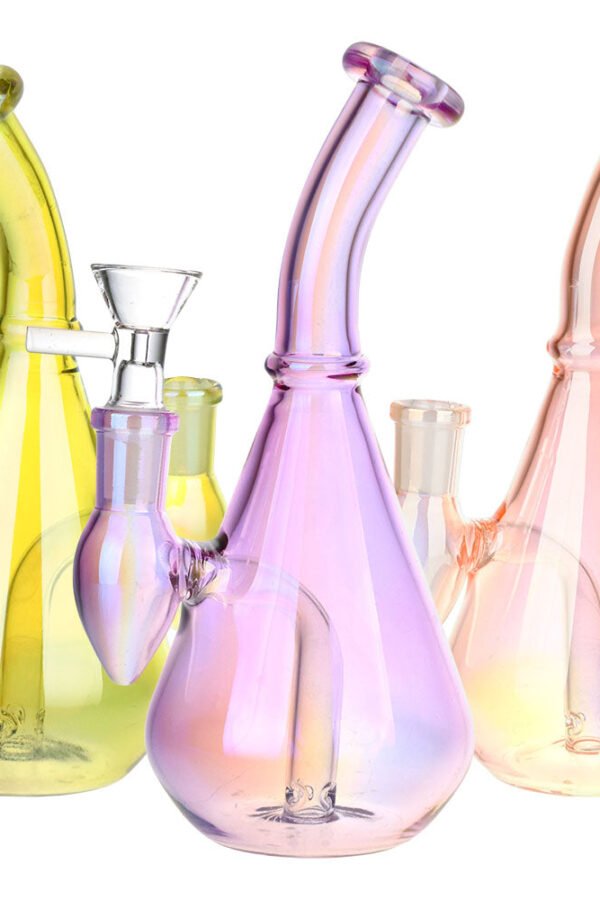 Aura Vibe Electroplated Glass Vase Water Pipe - 7"" / 14mm F / Colors Vary