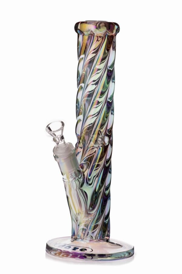 Daze Glass - 12 Inch Iridescent Rainbow Spiral Glass Water Pipe