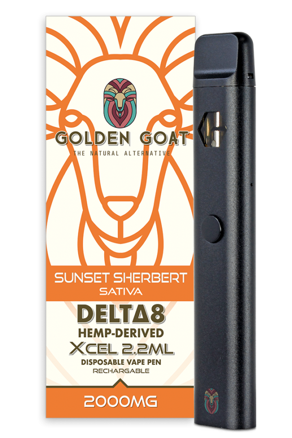 Delta-8 THC Vape Device, 2000mg, Rechargeable/Disposable - Sunset Sherbert