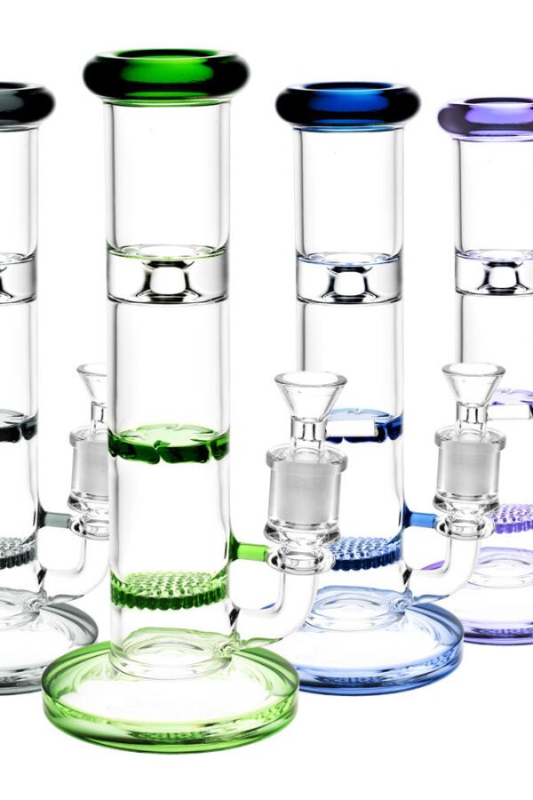 Honeycomb & Turbine Perc Water Pipe - 9""/14mm F/Colors Vary