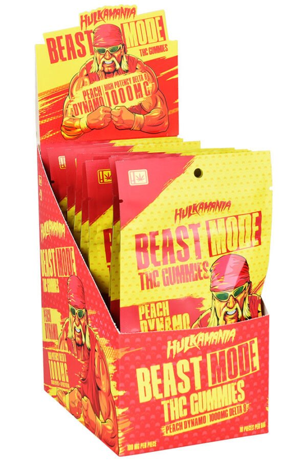 Hulkamania Beast Mode Delta 8 Gummies / 1000mg / 10pc / Peach Dynamo / 12pc Display