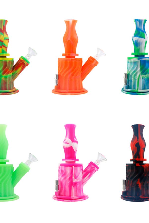 Silicone 3 in 1 Water Pipe - 7"" / 14mm F / Colors Vary