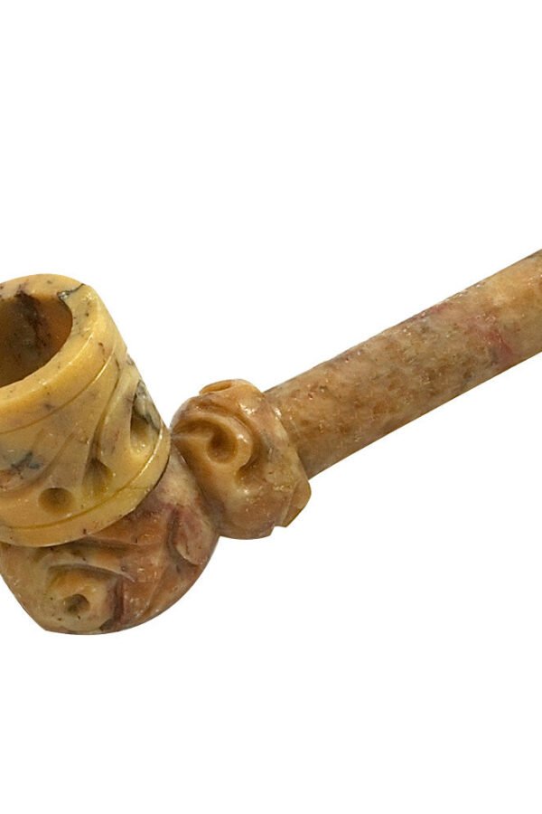 Small Carved 3"" Marble Stone Pipe