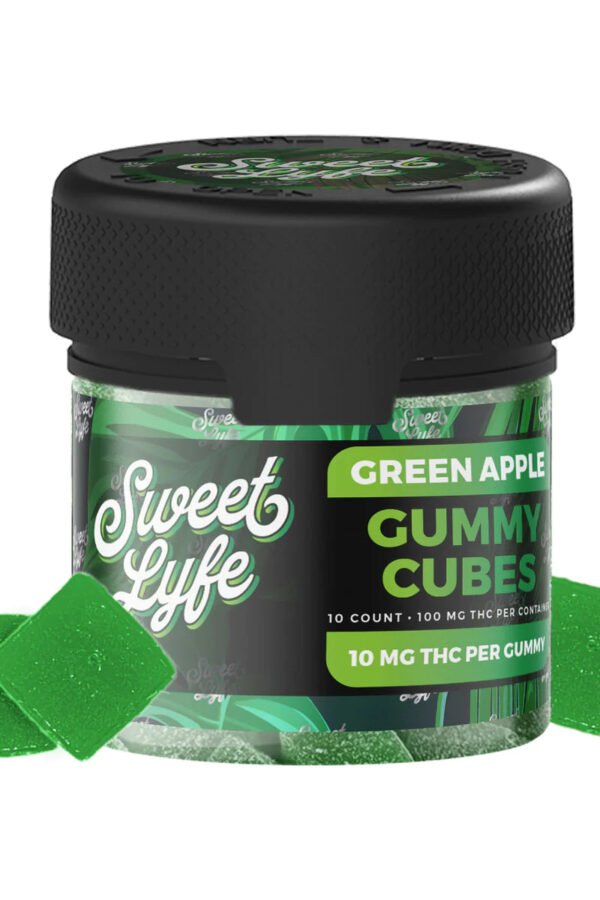 Vegan Gummies 100MG D9 THC- 2oz Jar Green Apple