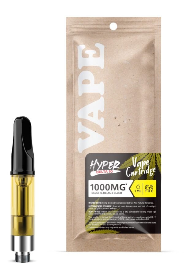 1000mg D10, D8 Vape Cart - AK47 - Hybrid - 1ml - Hyper
