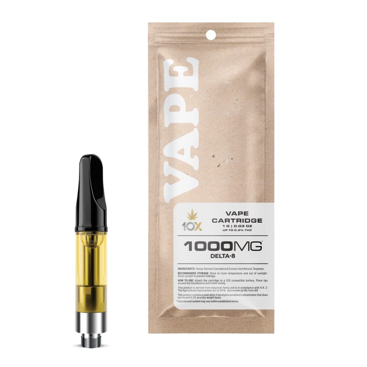 1000mg D8 Vape Cart - Sour Diesel - Sativa - 1ml - 10X