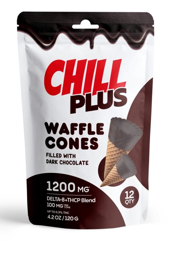 100mg Dark Chocolate Waffle Cones - D8, THCP - Chill Plus (1200mg)