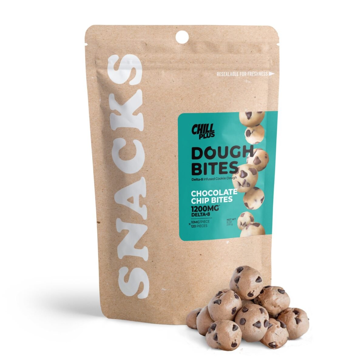 10mg Delta 8 Dough Bites - Chocolate Chip Bites - Chill Plus (1200mg)