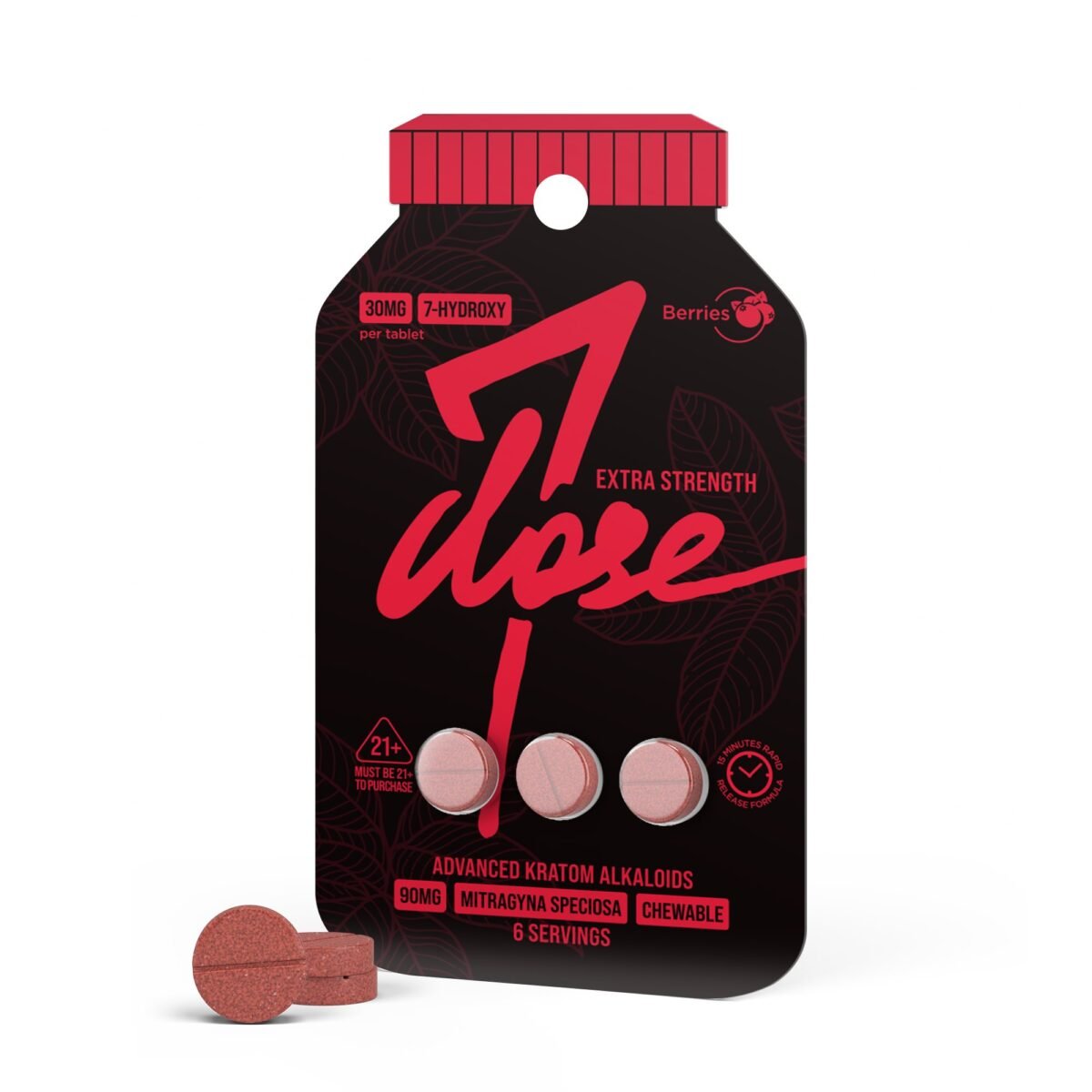 30mg 7-Hydroxy Tablets - Berries - 3ct - 7Dose (90mg)