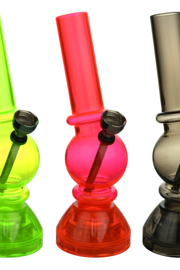 Angled Mini Acrylic Water Pipe w/ Built in Grinder Base - 6.5""