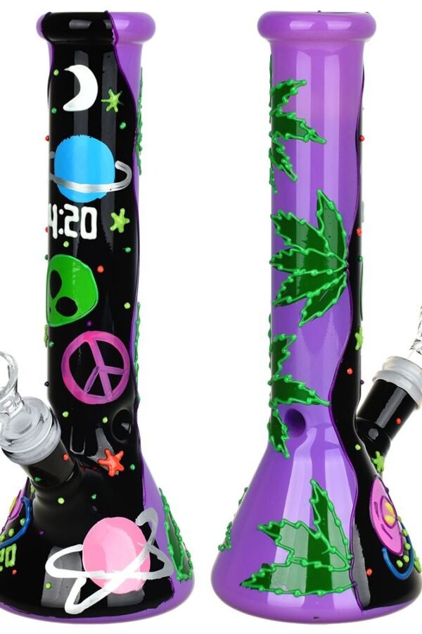 Beam Me Up420 Beaker Glow In The Dark Glass Water Pipe - 9.5"" / 14mm F