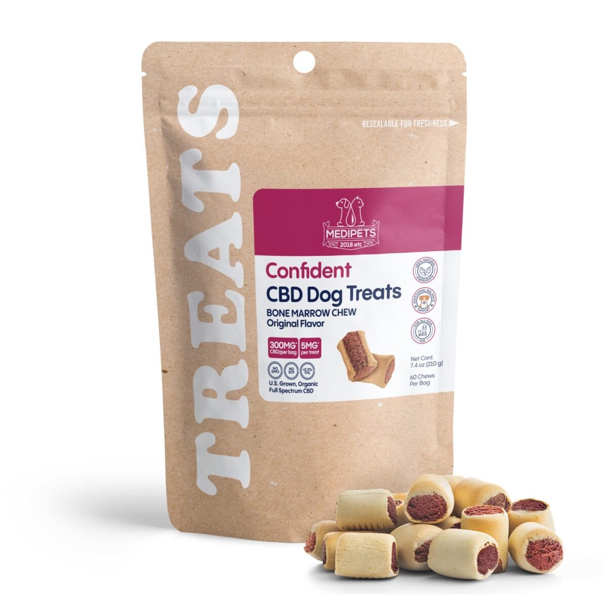 CBD Dog Treats - Bone Marrow Chew - 300mg - MediPets