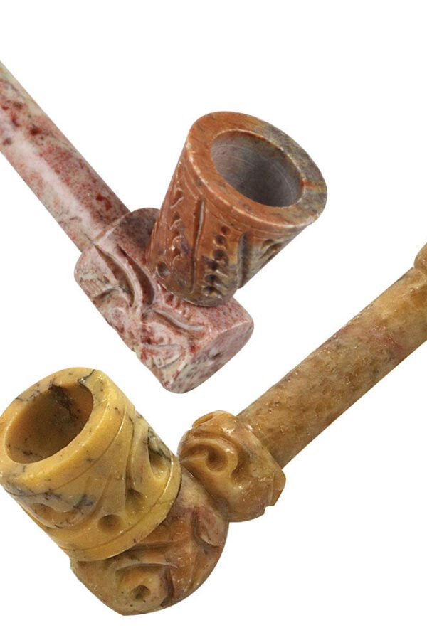 Chimney Carved Stone Pipe - 3.5"" / 6 pcs