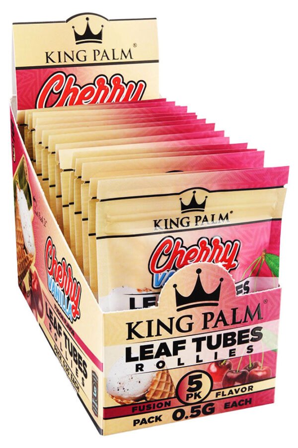 King Palm Hand Rolled Leaf / 5pk / Rollie / Cherry Vanilla / 15pc Display
