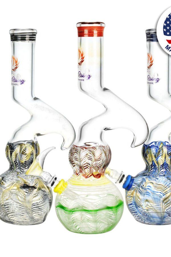 Phoenix Rising Bubble Base Water Pipe w/ Hook - 12""/Colors Vary
