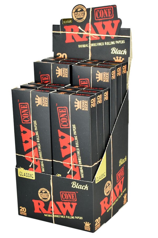 RAW Black Pre-Rolled Cones - 20pk/King Size - 12PC