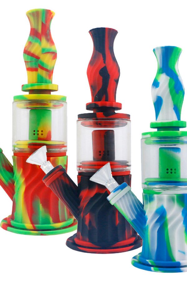 Silicone Water Pipe - 10"" 4-1 / 14mm F / Colors Vary